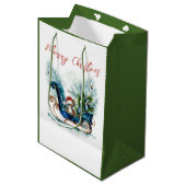 Blue Sled Baby Rentier Mittlere Geschenktüte (Vorderseite Schrägansicht)