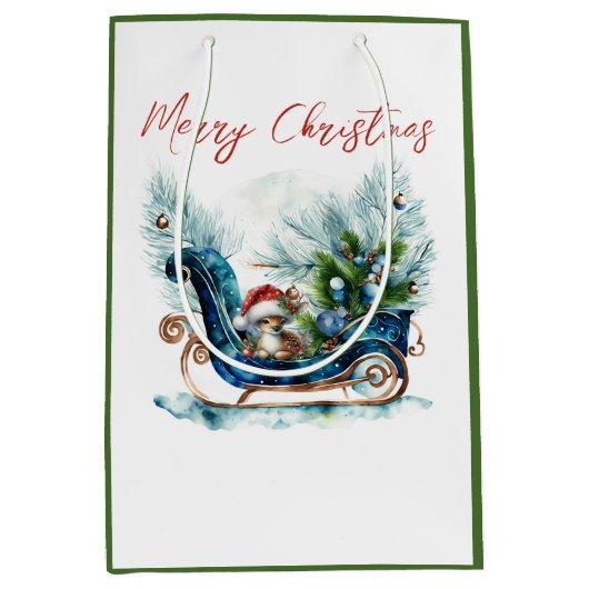 Blue Sled Baby Rentier Mittlere Geschenktüte (Vorderseite)