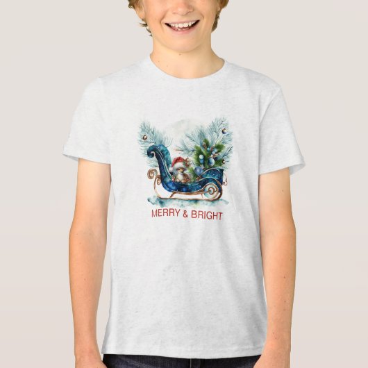 Blue Sled Baby Rentier Tri-Blend Shirt (Vorderseite)