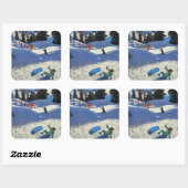 Blue Sledge Belle Plagne Quadratischer Aufkleber (Blatt)