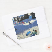 Blue Sledge Belle Plagne Quadratischer Aufkleber (Umschlag)