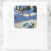 Blue Sledge Belle Plagne Quadratischer Aufkleber (Tasche)