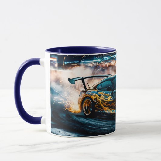 Blue Sleek Driving Sports Car Automotive Tasse (Links)