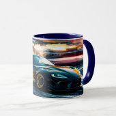 Blue Sleek Driving Sports Car Automotive Tasse (VorderseiteRechts)