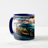 Blue Sleek Driving Sports Car Automotive Tasse (Vorderseite Links)