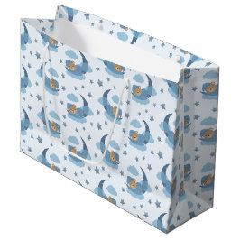 Blue Sleeping Baby Bear auf Mondwolken & Sternen Große Geschenktüte