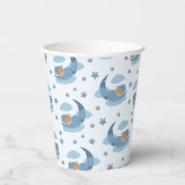 Blue Sleeping Baby Bear auf Mondwolken & Sternen Pappbecher (Rückseite)