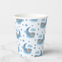 Blue Sleeping Baby Bear auf Mondwolken & Sternen Pappbecher
