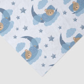 Blue Sleeping Baby Bear auf Mondwolken & Sternen Seidenpapier (Detail)