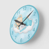 Blue Sleepy Bear Clock Runde Wanduhr (Winkel)