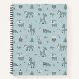 Blue Sleepy Little Woodland Critters Notizblock