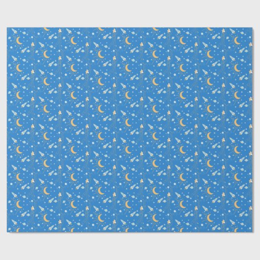 Blue Sleepy Moon Geschenkpapier (Flach)