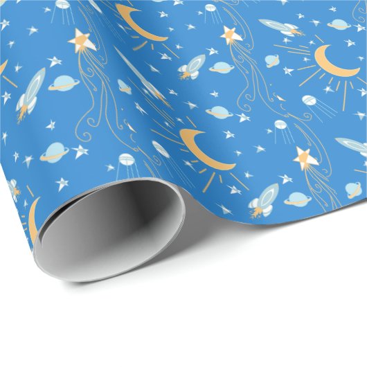 Blue Sleepy Moon Geschenkpapier (Rolleneckpunkt)
