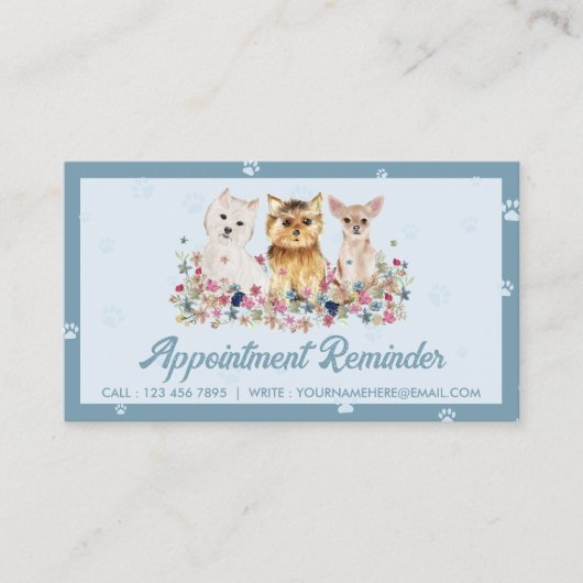 Blue Small Hunde Paw Pet Sitter Ernennung Visitenkarte (Vorderseite)