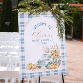 Blue Small Pumpkin Truck Boy Baby Dusche Willkomme Poster