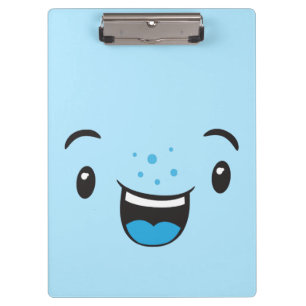 Blue Smilan Kawaii Face Clip Board Klemmbrett