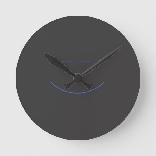 Blue Smile Face Wall Clock Runde Wanduhr (Vorderseite)