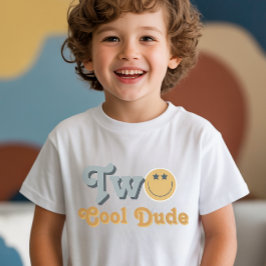 Blue Smile Two Cool Dude Boys 2nd Birthday T-Shirt