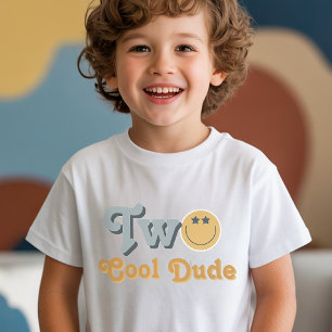 Blue Smile Two Cool Dude Jungen 2. Geburtstag T-Shirt