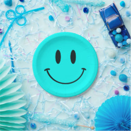Blue Smiley One Happy Typ/Gal 1. Geburtstag Pappteller