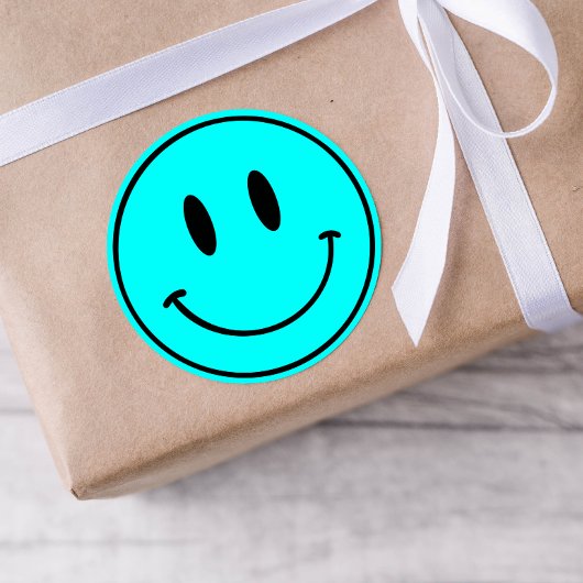Blue Smiley One Happy Typ/Gal Birthday Stickers