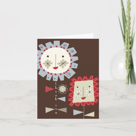 Blue smiling flower note card karte (Vorderseite)