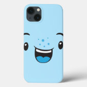 Blue Smiling Kawaii Face Case (Rückseite)