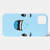 Blue Smiling Kawaii Face Case (Rückseite (Horizontal))