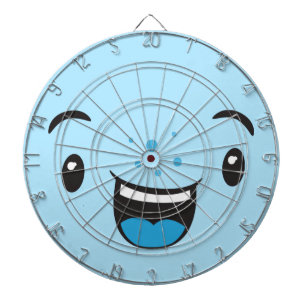 Blue Smiling Kawaii Face Dart Board Dartscheibe