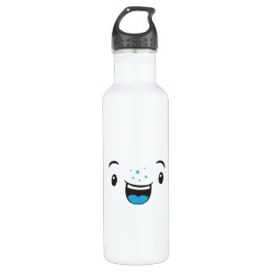 Blue Smiling Kawaii Face Edelstahlflasche