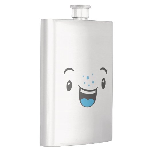 Blue Smiling Kawaii Face Flask Flachmann (Rechts)