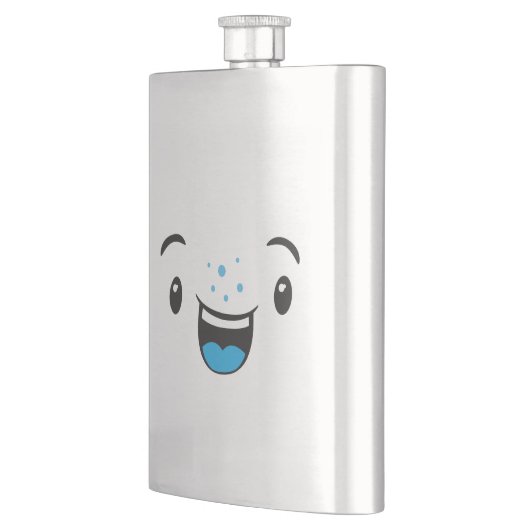 Blue Smiling Kawaii Face Flask Flachmann (Links)