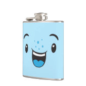 Blue Smiling Kawaii Face Flask Flachmann (Links)