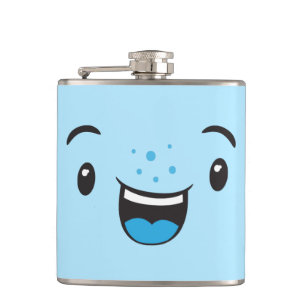 Blue Smiling Kawaii Face Flask Flachmann