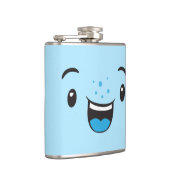 Blue Smiling Kawaii Face Flask Flachmann (Rechts)