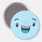 Blue Smiling Kawaii Face Magnet (Vorderseite/Rückseite)
