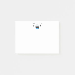 Blue Smiling Kawaii Face Mitteilungskarten Post-it Klebezettel