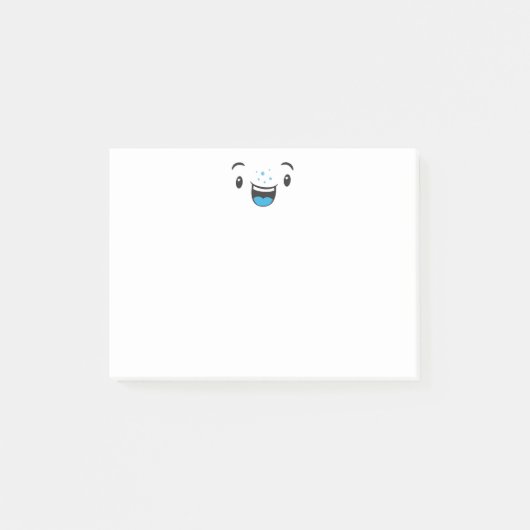 Blue Smiling Kawaii Face Mitteilungskarten Post-it Klebezettel (Vorderseite)