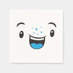 Blue Smiling Kawaii Face Napkins Serviette