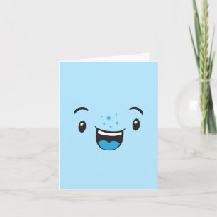 Blue Smiling Kawaii Face Note Card Karte
