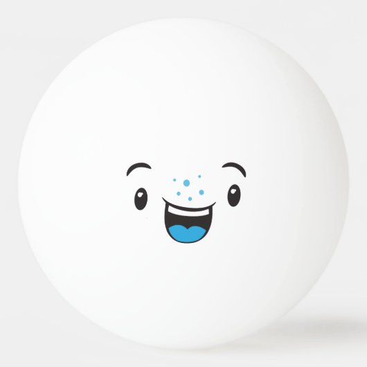 Blue Smiling Kawaii Face Ping Pong Balls Tischtennisball (Vorderseite)