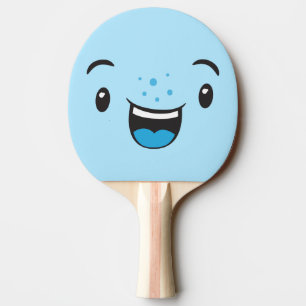 Blue Smiling Kawaii Face Ping Pong Paddle Tischtennis Schläger