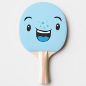 Blue Smiling Kawaii Face Ping Pong Paddle Tischtennis Schläger (Vorderseite)