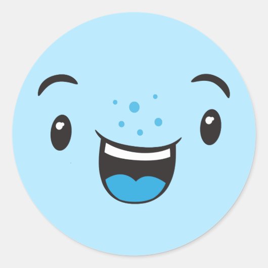 Blue Smiling Kawaii Face Stickers (Vorderseite)