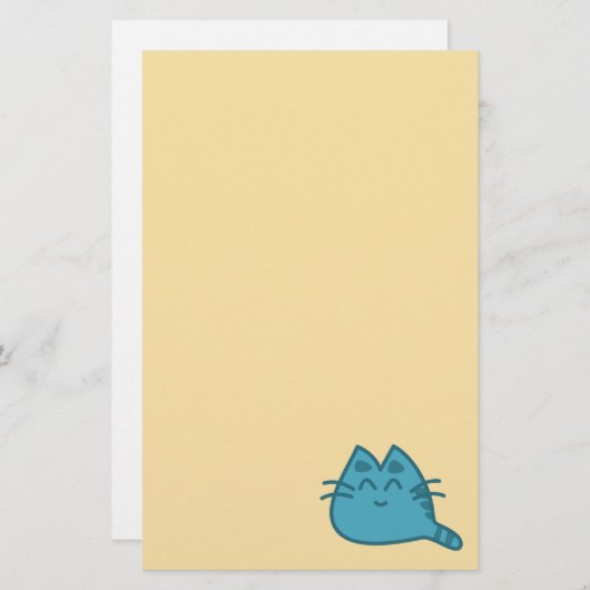 Blue Smilly Kitty Cat Briefpapier (Vorne/Hinten)