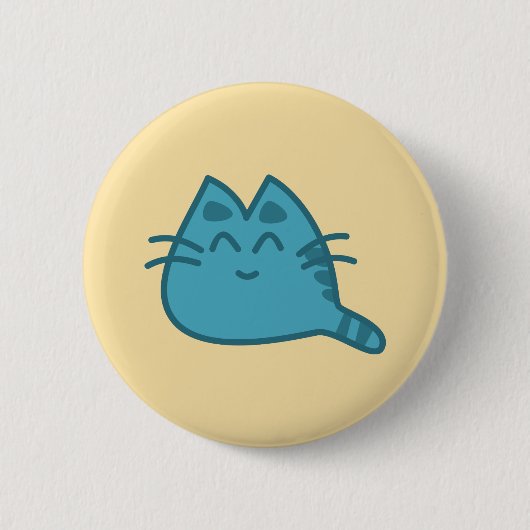 Blue Smilly Kitty Cat Button (Vorderseite)