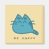 Blue Smilly Kitty Cat Magnet (Vorne)