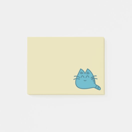 Blue Smilly Kitty Cat Post-it Klebezettel (Vorderseite)