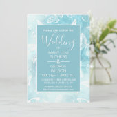 Blue Smokey Marble Butterflies Hochzeit Einladung (Stehend Vorderseite)