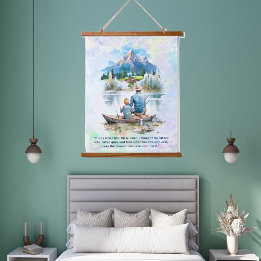 Blue Smoky Mounud Lake Fishing Fathday Wandteppich Mit Holzrahmen